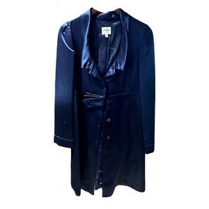 ARMANI COLLEZIONI long silk dress coat navy blue women’s 6 / M
